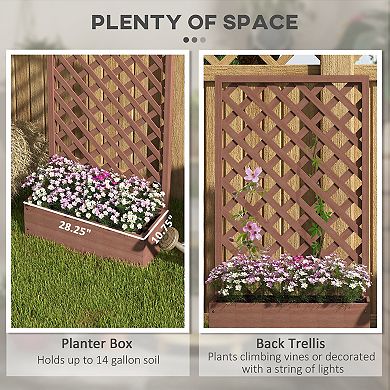 Outsunny Raised Garden Bed W/ Lattice Trellis Planter Box