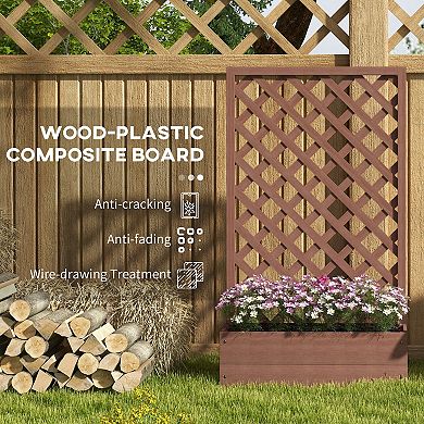 Outsunny Raised Garden Bed W/ Lattice Trellis Planter Box
