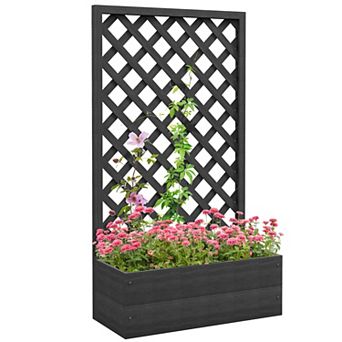 Outsunny Raised Garden Bed W/ Lattice Trellis Planter Box