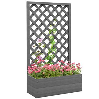Outsunny Raised Garden Bed W/ Lattice Trellis Planter Box