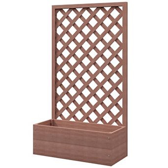 Outsunny Raised Garden Bed W/ Lattice Trellis Planter Box