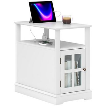 Homcom Side Table With Charging Station, Usb Ports