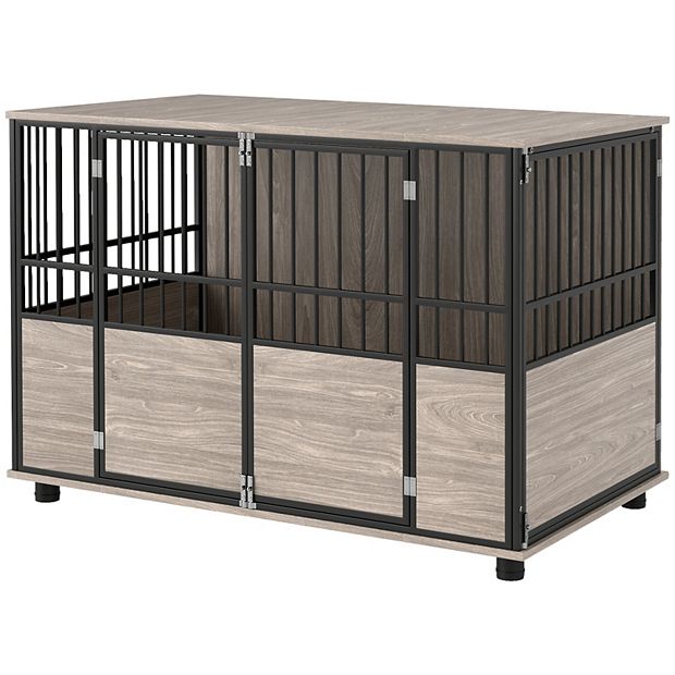 Pawhut Dog Crate Furniture Decorative Dog Kennel End Table W Double Doors