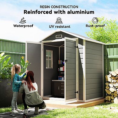 Outsunny Outdoor Storage Shed 6ft x 4.5ft w/ Lockable Doors & Window