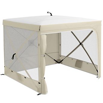 Outsunny 7' X 8' Pop Up Canopy Tent With Curtains, Nettings, Carry Bag