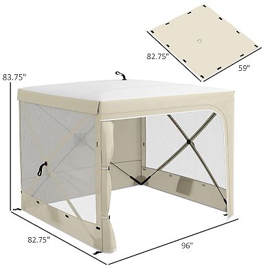 Outsunny 7' X 8' Pop Up Canopy Tent With Curtains, Nettings, Carry Bag