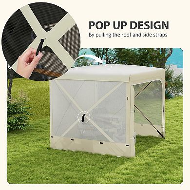 Outsunny 7' X 8' Pop Up Canopy Tent With Curtains, Nettings, Carry Bag
