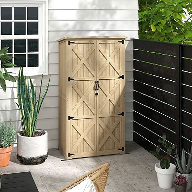 Outsunny Outdoor Storage Cabinet With Waterproof Asphalt Roof