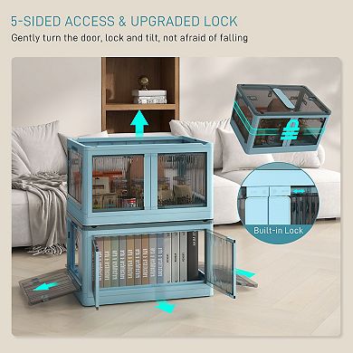 HOMCOM Stackable Storage Bins with Lids, Wheels, and Collapsible,