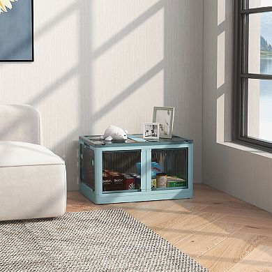 HOMCOM Stackable Storage Bins with Lids, Wheels, and Collapsible,