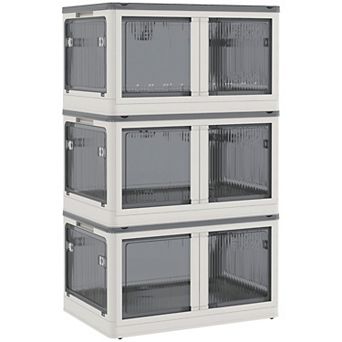 HOMCOM Stackable Storage Bins with Lids, Wheels, and Collapsible,