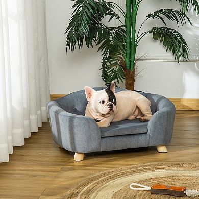 Pawhut Dog Cat Couch For Miniature Dogs W/ Washable And Removable Cushion