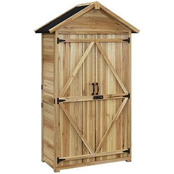 Outsunny Outdoor Storage Cabinet With Asphalt Roof Lockable Doors