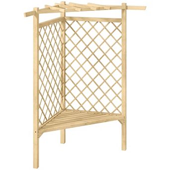 Outsunny Wooden Garden Bench with Trellis for Climbing Plants, Natural