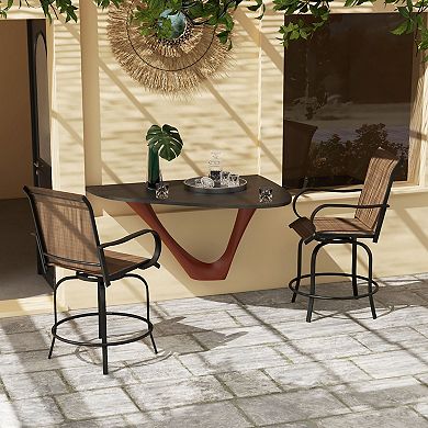 Outsunny 2 Outdoor Bar Stools W/ Armrests, Bar Height Chairs