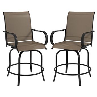 Outsunny 2 Outdoor Bar Stools W/ Armrests, Bar Height Chairs