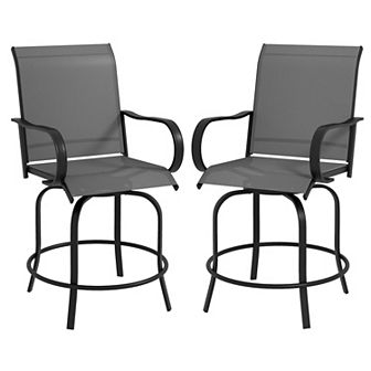 Outsunny 2 Outdoor Bar Stools W/ Armrests, Bar Height Chairs