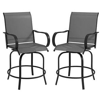Outsunny 2 Outdoor Bar Stools W/ Armrests, Bar Height Chairs