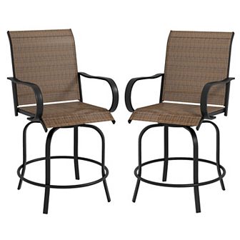 Outsunny 2 Outdoor Bar Stools W/ Armrests, Bar Height Chairs