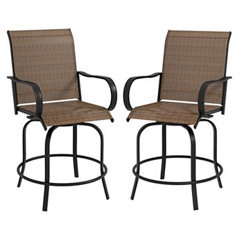 Outsunny 2 Outdoor Bar Stools W/ Armrests, Bar Height Chairs