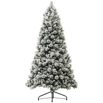 Homcom 9 Ft Prelit Flocked Artificial Christmas Tree W/ 750 Clear Lights