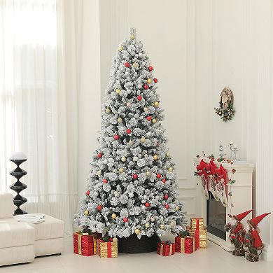 Homcom 9 Ft Prelit Flocked Artificial Christmas Tree W/ 750 Clear Lights
