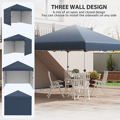 Outsunny 10ft x 10' Pop Up Canopy with 3 Sidewalls and Carry Bag