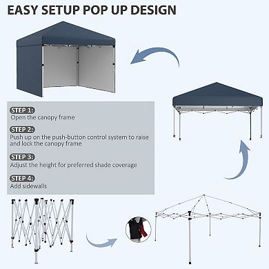 Outsunny 10ft x 10' Pop Up Canopy with 3 Sidewalls and Carry Bag
