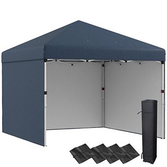 Outsunny 10' X 10' Pop Up Canopy With 3 Sidewalls And Carry Bag