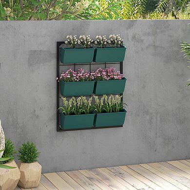 Outsunny 3-tier Wall Planter With 6 Pots For Indoor And Outdoor
