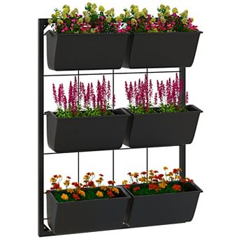 Outsunny 3 tier Wall Planter With 6 Pots For Indoor And Outdoor