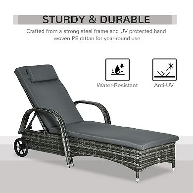 Outdoor 2 Piece Reclining Chaise Lounge Chairs With Wheels