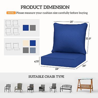 Outsunny Outdoor Chair Cushions Set of 4, Patio Cushions