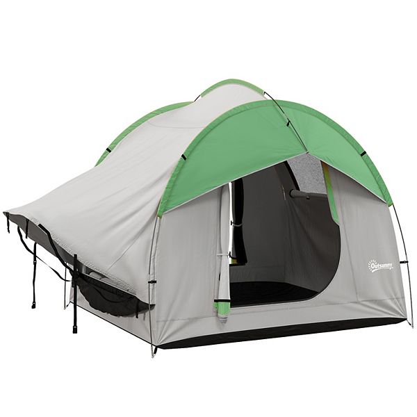 Outsunny Car Camping Tent With 3 Doors, 2000mm Waterproof - Gray And Green