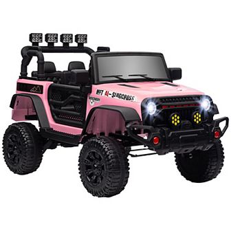 Qaba 12v Ride On Car, Ride On Utv W/ Bluetooth, 4 Suspension Wheels