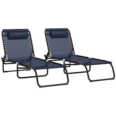 Foldable Beach Chaise Lounge Adjustable Positions Tanning
