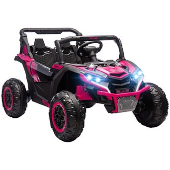 Qaba 24v 7ah Ride On Car, 2 Seater 4mph Ride On Utv W/ Music