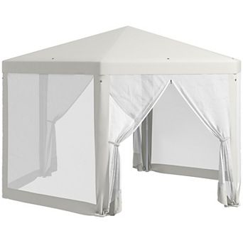 Outsunny 13' x 11' Garden Party Tent, Hexagon Patio with Netting,