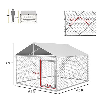 PawHut 6.6' x 6.6' x 4.9' Dog Kennel Outdoor with Waterproof Roof,