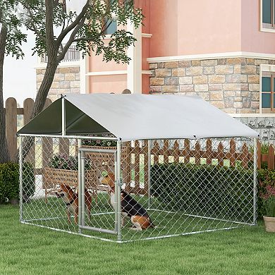 PawHut 6.6' x 6.6' x 4.9' Dog Kennel Outdoor with Waterproof Roof,