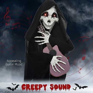 Homcom Guitar-playing Grim Reaper, Outdoor Halloween Decoration Animatronic