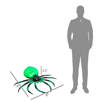 HOMCOM 6ft Halloween Inflatable Decoration Crawling Spider for Party
