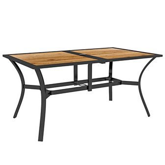 Outdoor Dining Table W/ 1.75" Umbrella Hole, Steel Frame