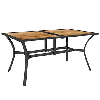 Outdoor Dining Table W/ 1.75" Umbrella Hole, Steel Frame