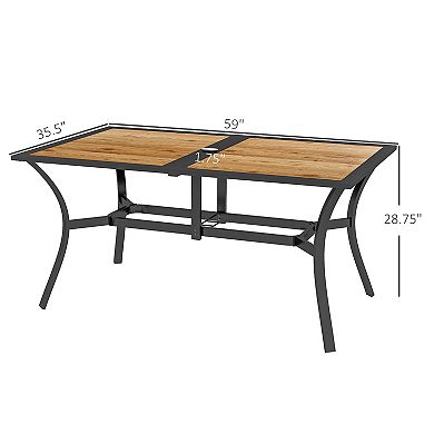 Outdoor Dining Table W/ 1.75" Umbrella Hole, Steel Frame