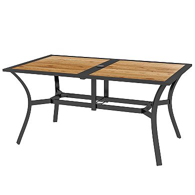 Outdoor Dining Table W/ 1.75" Umbrella Hole, Steel Frame