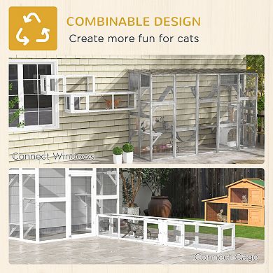 PawHut 98" Cat Tunnel Outdoor with Combinable Design, Doors,