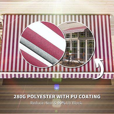 Outsunny 10'x8' Retractable Sun Shade Patio/Window Awning, Polyester Fabric, Red