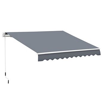 Outsunny 10ftx8ft Retractable Sun Shade Patio/Window Awning, Polyester Fabric, Red