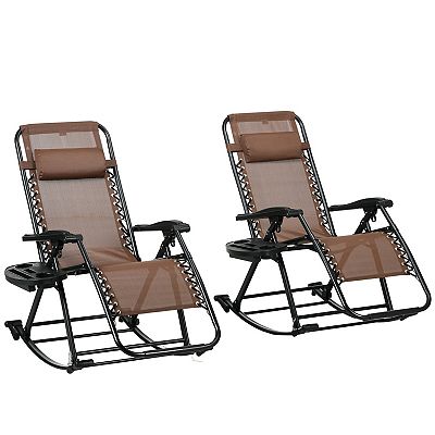 Outsunny Set Of Rocking Zero Gravity Lounge Chairs, Folding